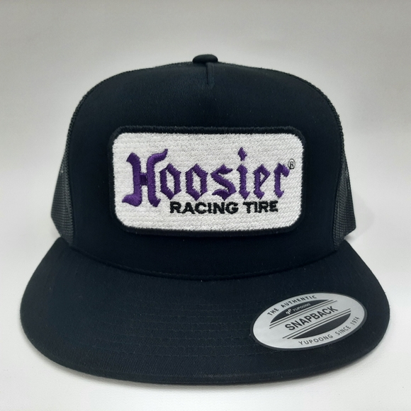 Hoosier embroidered patch Flat Bill Trucker Mesh Snapback Cap Hat Black - Picture 2 of 4